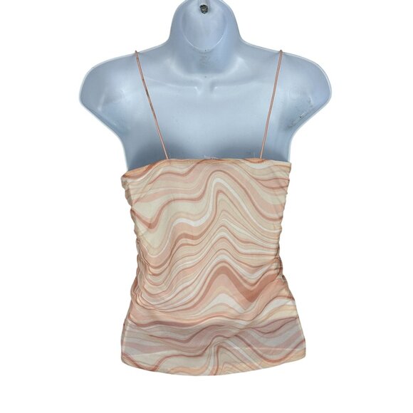 No Boundaries Swirled Peach Ruched Cami Top Size Small - Picture 2 of 5
